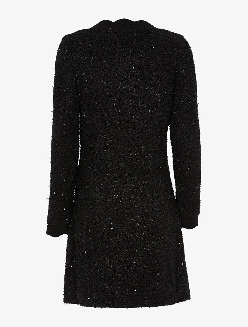 Tweed-effect jas met vage details en pailletten - zwart - Image 2