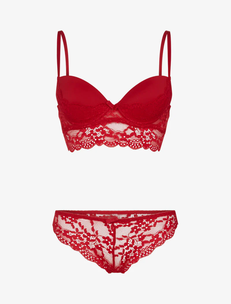 Tweedelig bustierensemble - rood
