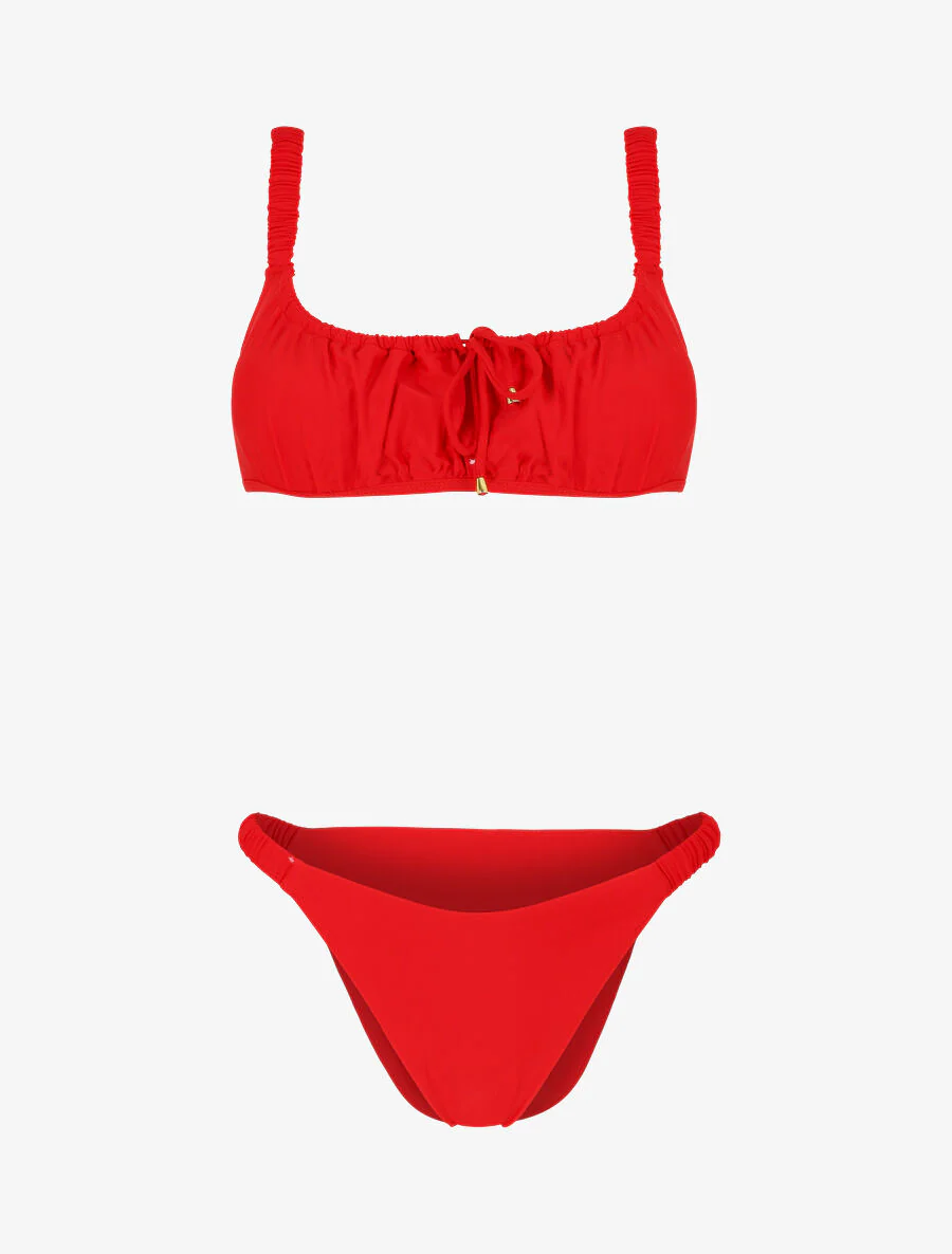 Tweedelig gerimpeld badpak - Rood