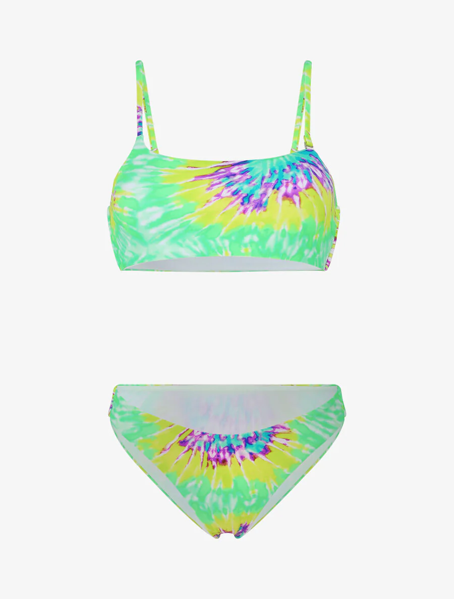 Tweedelig tie and dye shirt - Felgroen