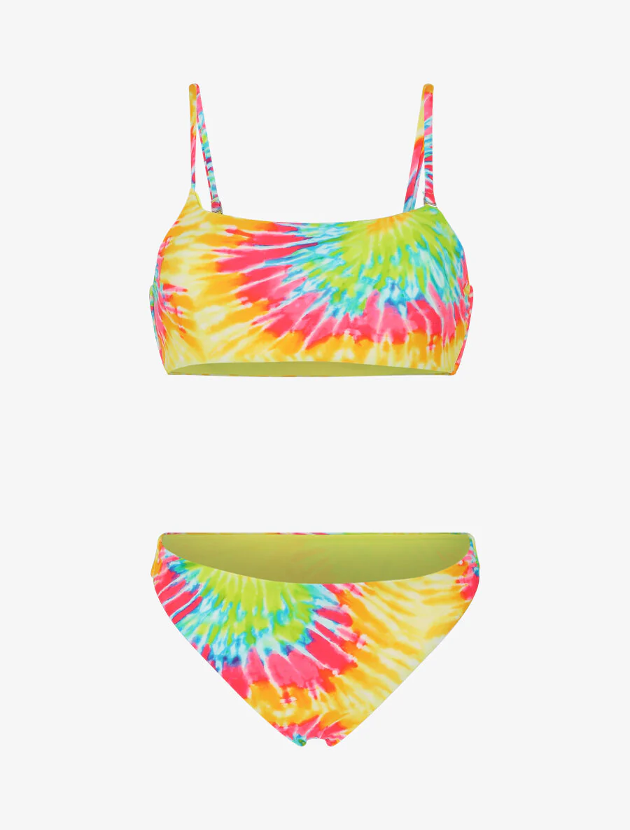 Tweedelig tie and dye shirt - Geel