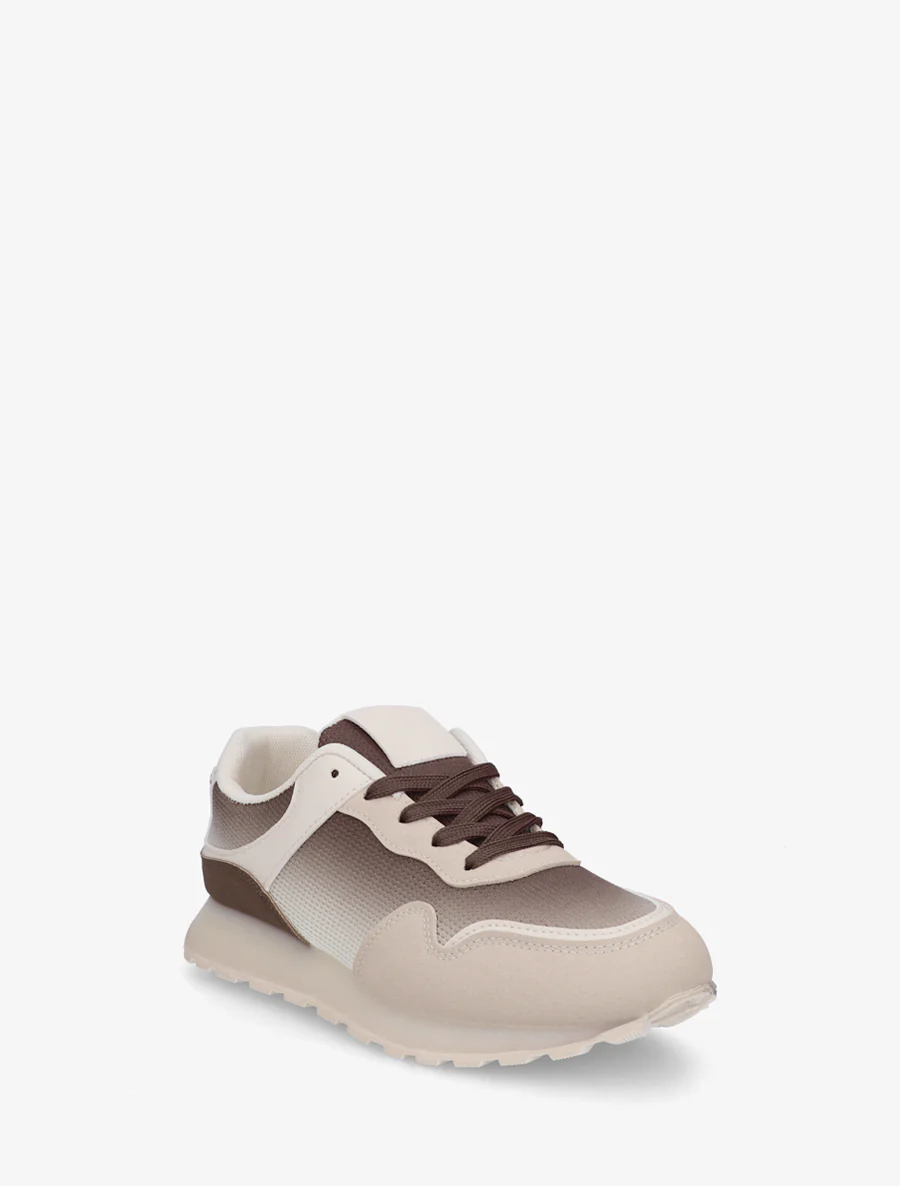 Tweedelige sneakers met dikke zool - Bruin - Image 2