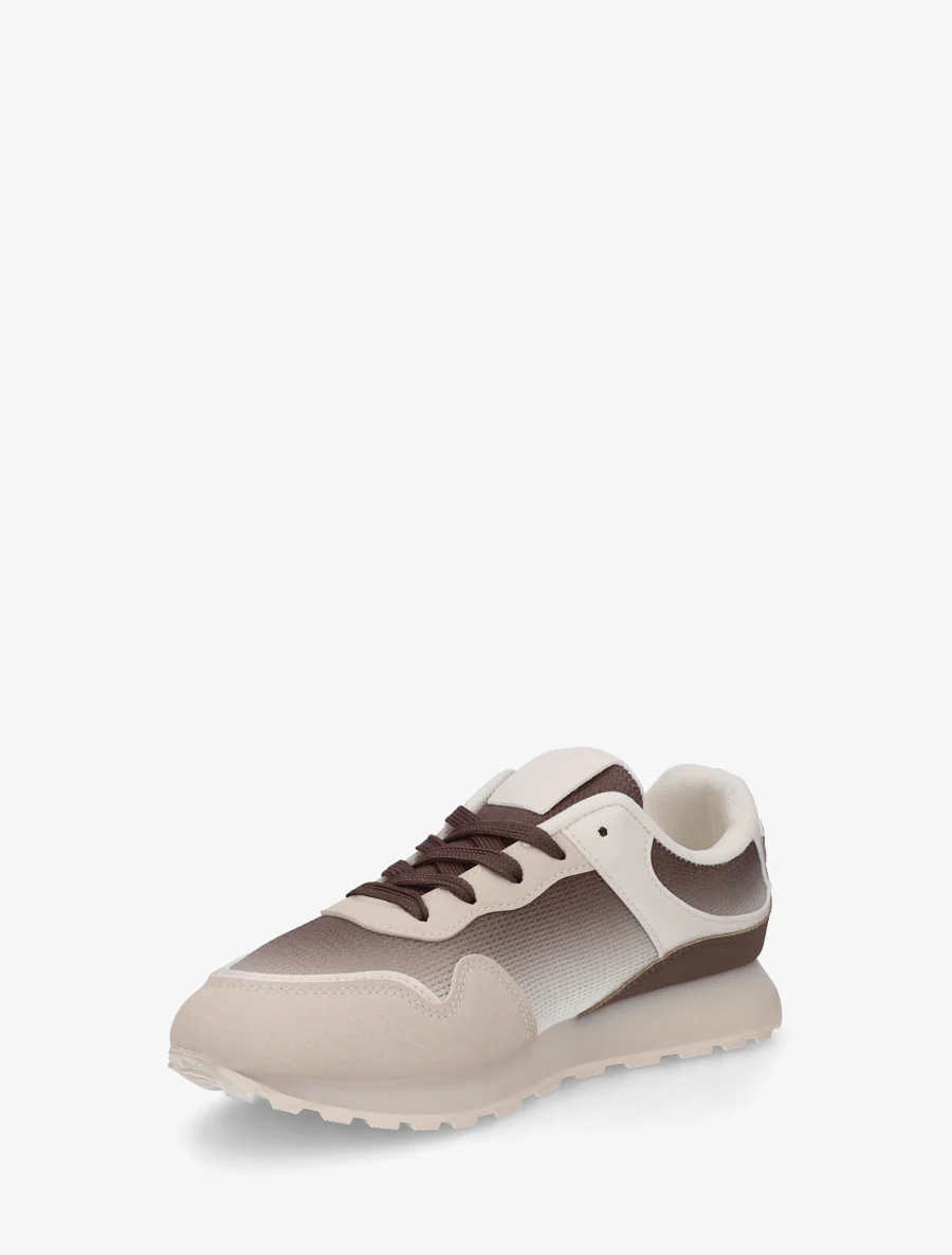 Tweedelige sneakers met dikke zool - Bruin - Image 3