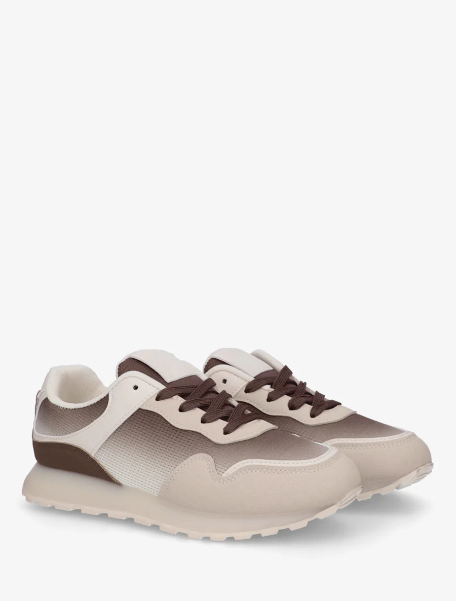 Tweedelige sneakers met dikke zool - Bruin - Image 4