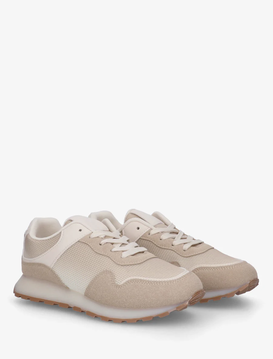 Tweedelige sneakers met dikke zool - Beige - Image 4