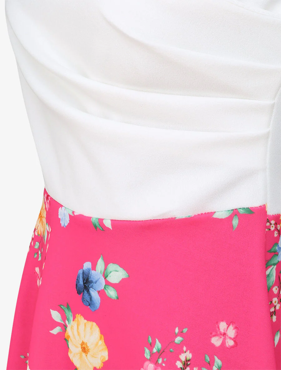 Tweekleurig halflange jurk - fuchsia - Image 3