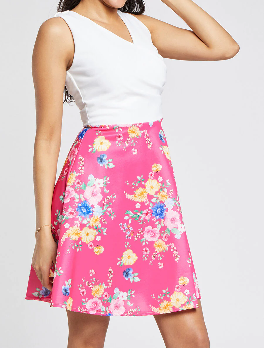 Tweekleurig halflange jurk - fuchsia - Image 4