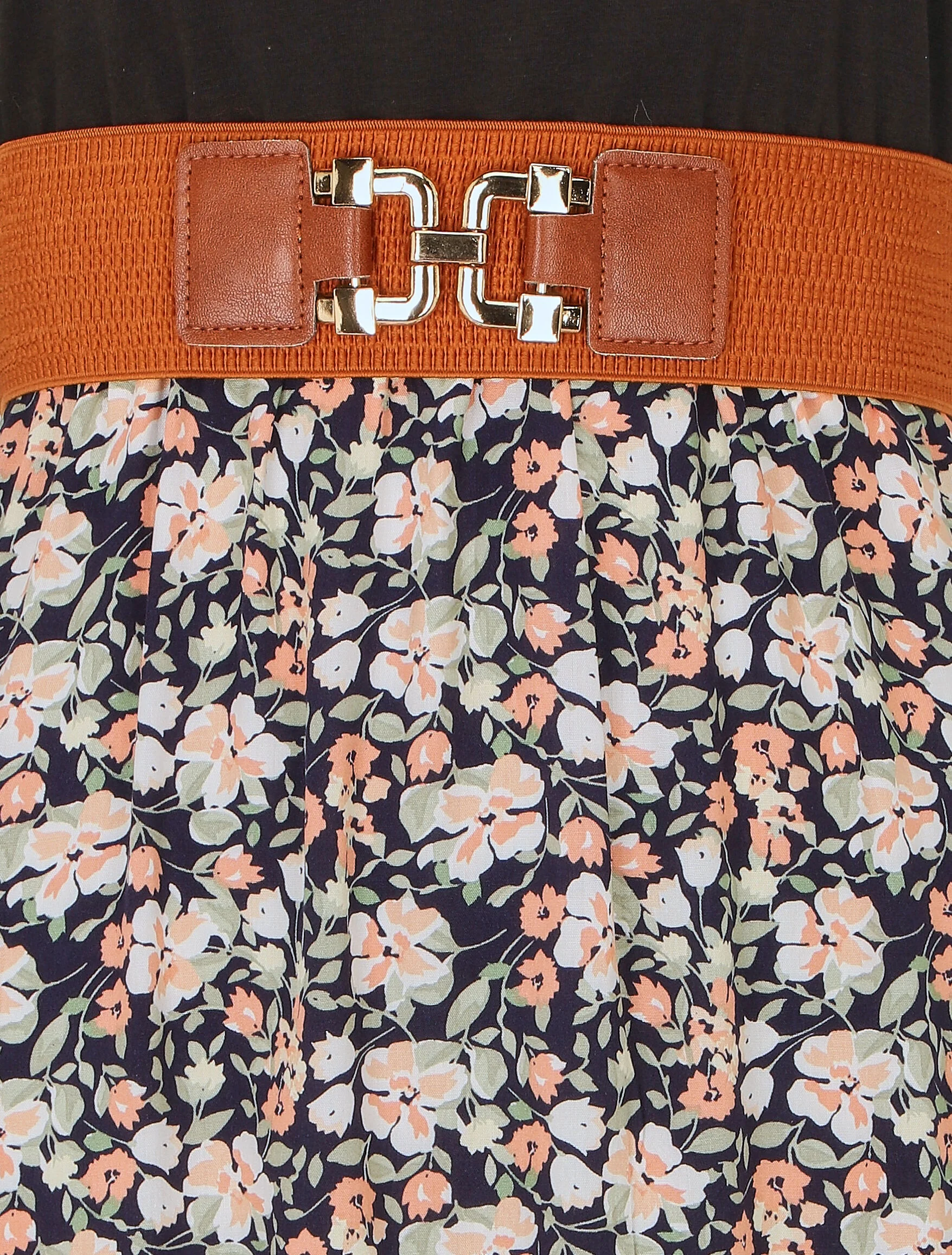 Tweekleurige jurk met kleine bloemenprint - Marineblauw - Image 3
