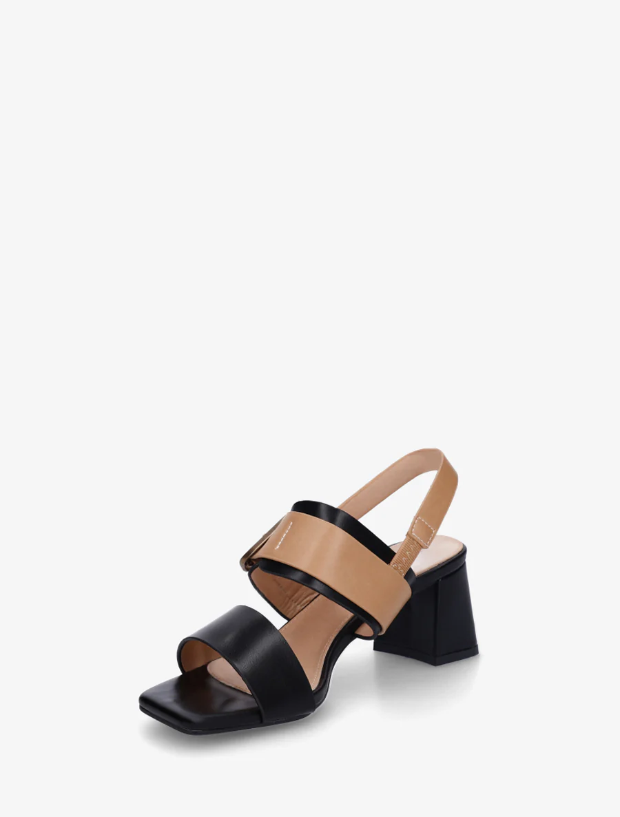 Tweekleurige sandalen met hak - Zwart - Image 3