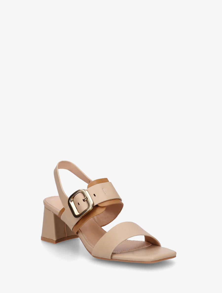 Tweekleurige sandalen met hak - Beige - Image 2