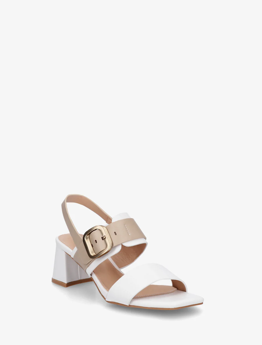 Tweekleurige sandalen met hak - Wit - Image 2