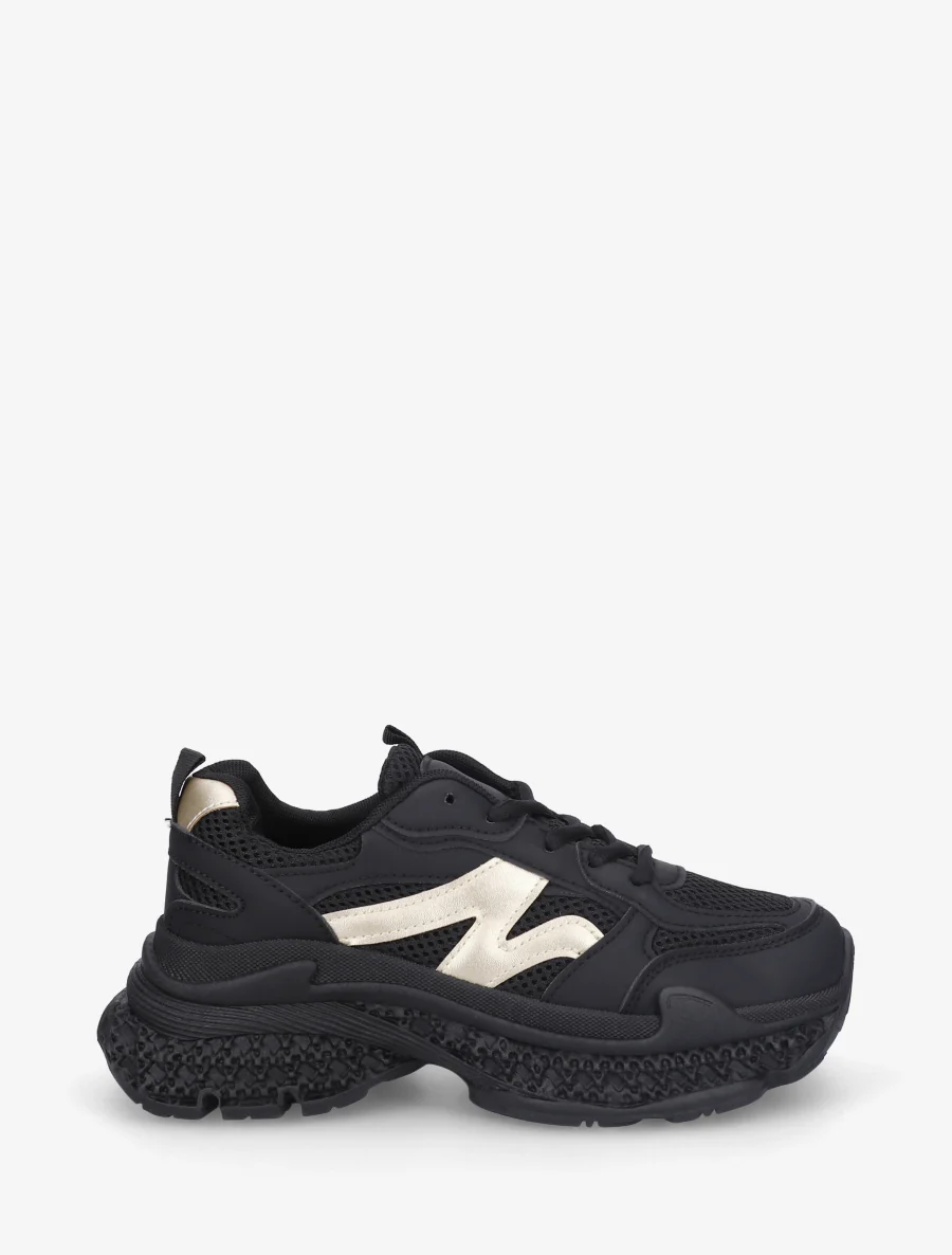 Tweekleurige sneakers met een gestructureerde zool - Zwart