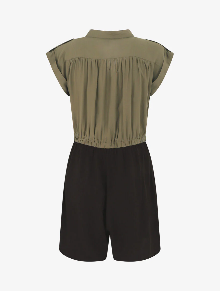 Tweekleurige soepele combishorts - Kakigroen - Image 2