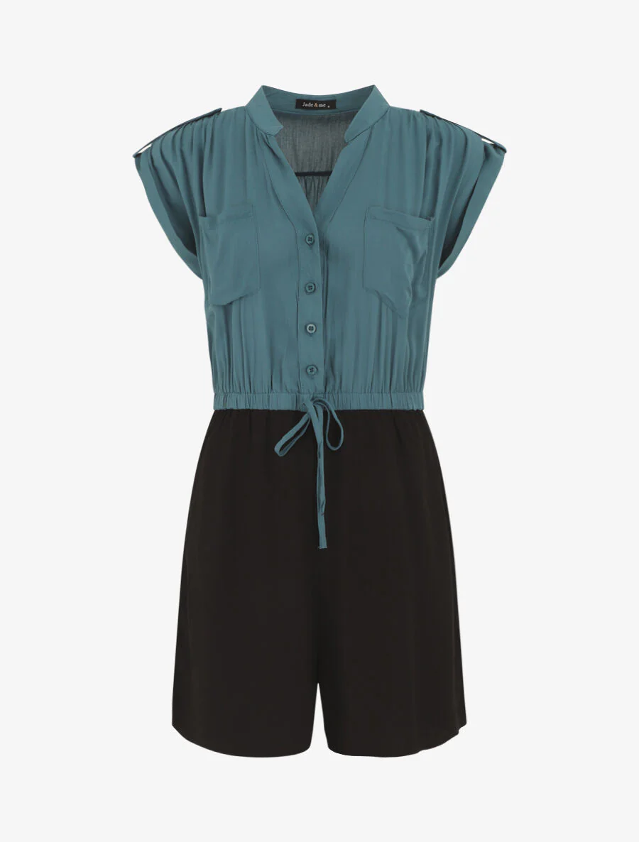 Tweekleurige soepele combishorts - blauw