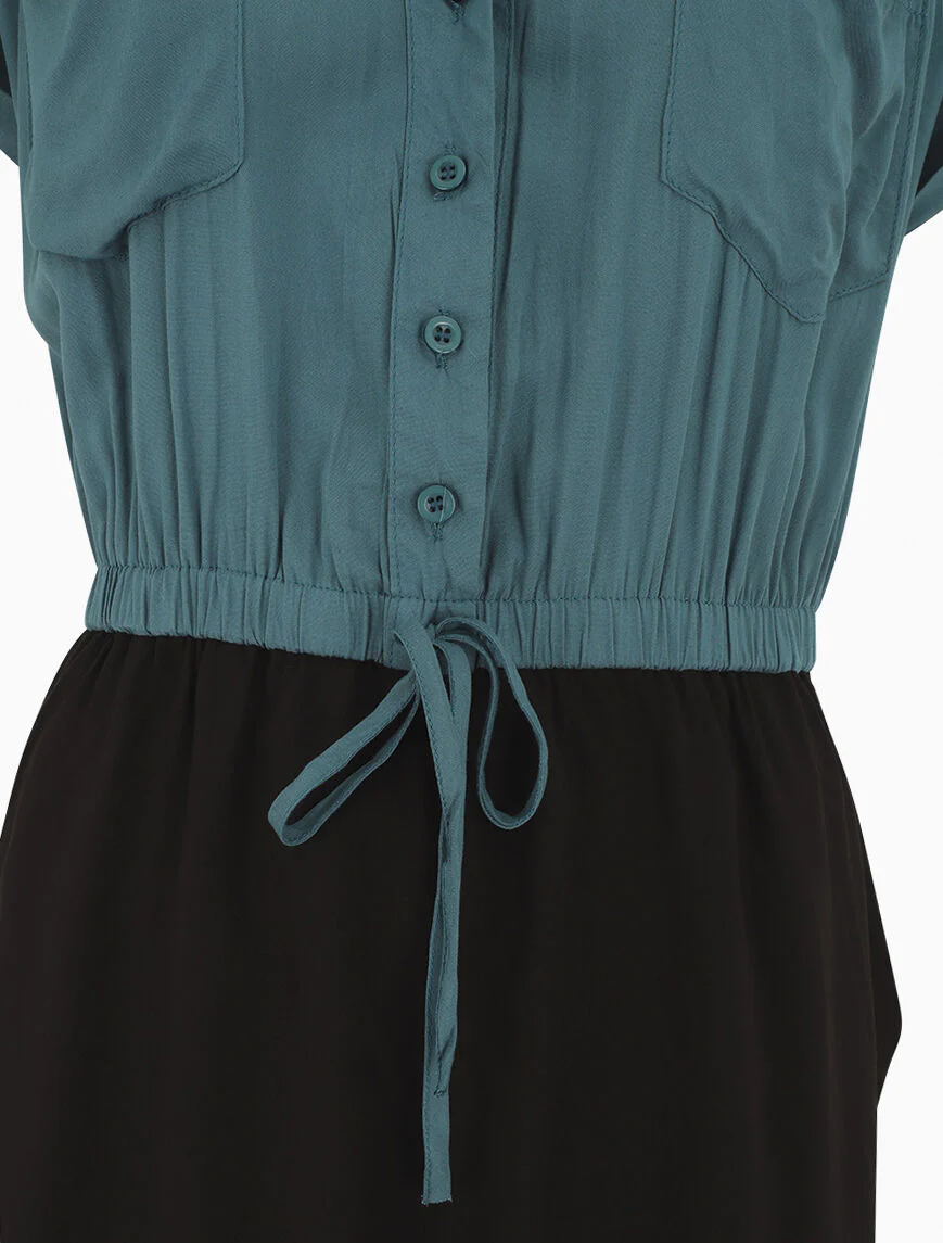 Tweekleurige soepele combishorts - blauw - Image 3
