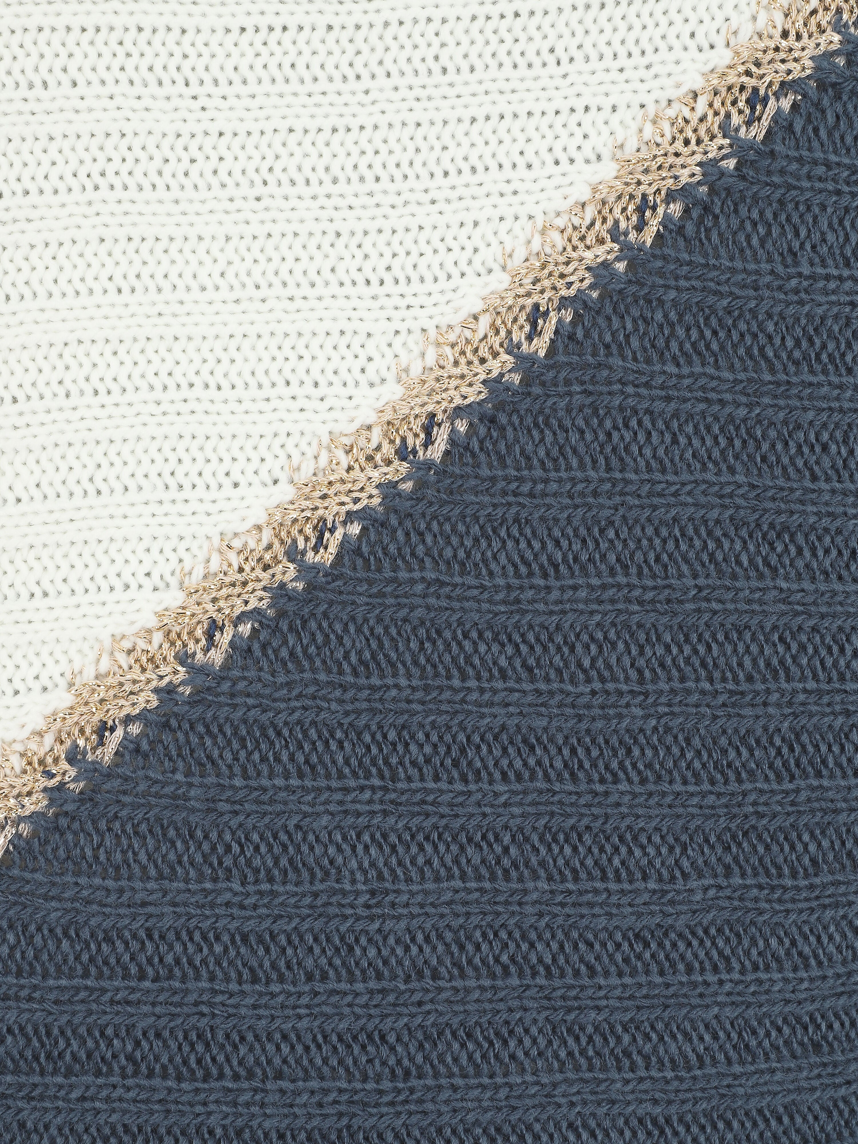 Tweekleurige trui met gouden rand - Donkerblauw - Image 3
