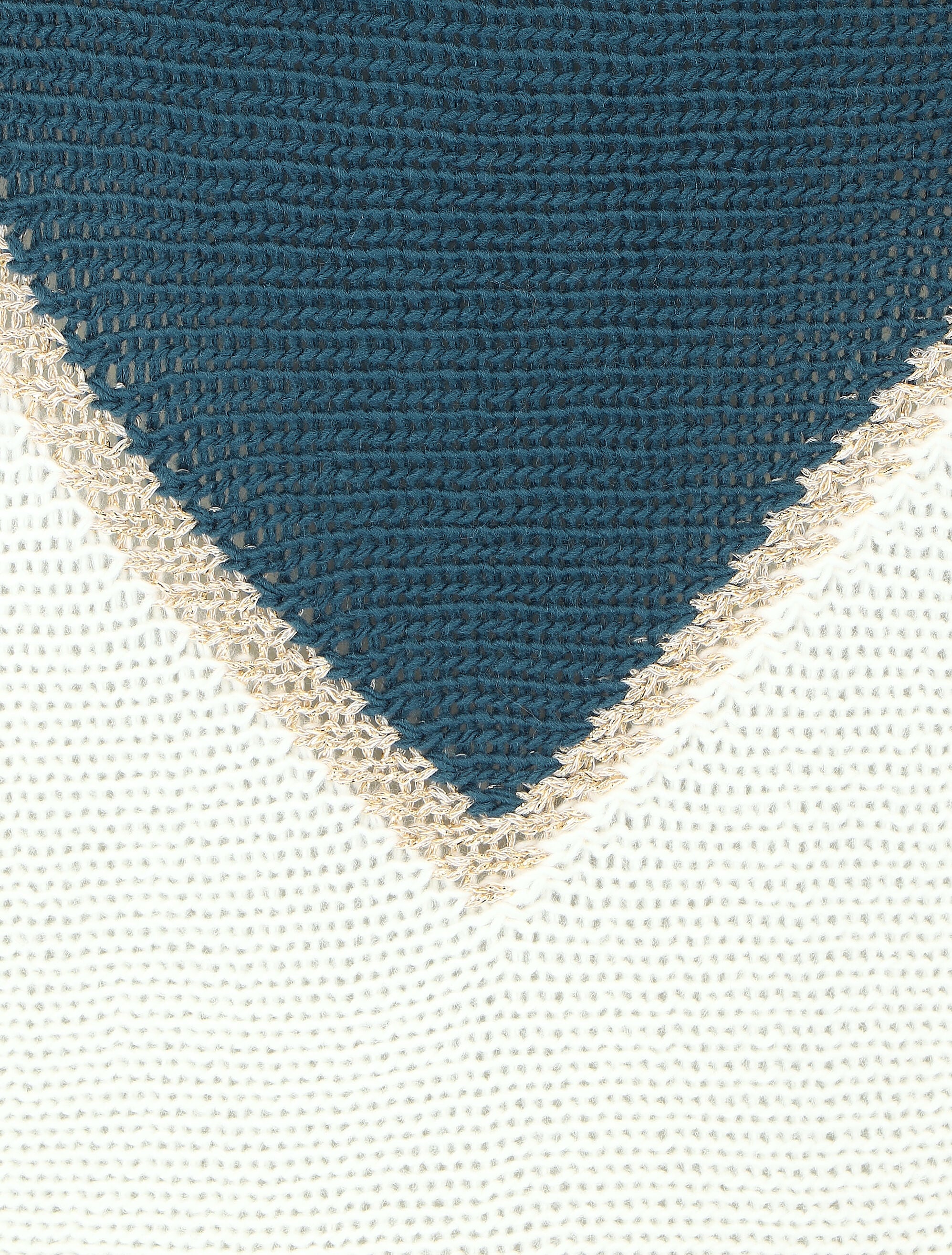 Tweekleurige trui met goudkleurige zigzagrand - Blauwgroen - Image 3