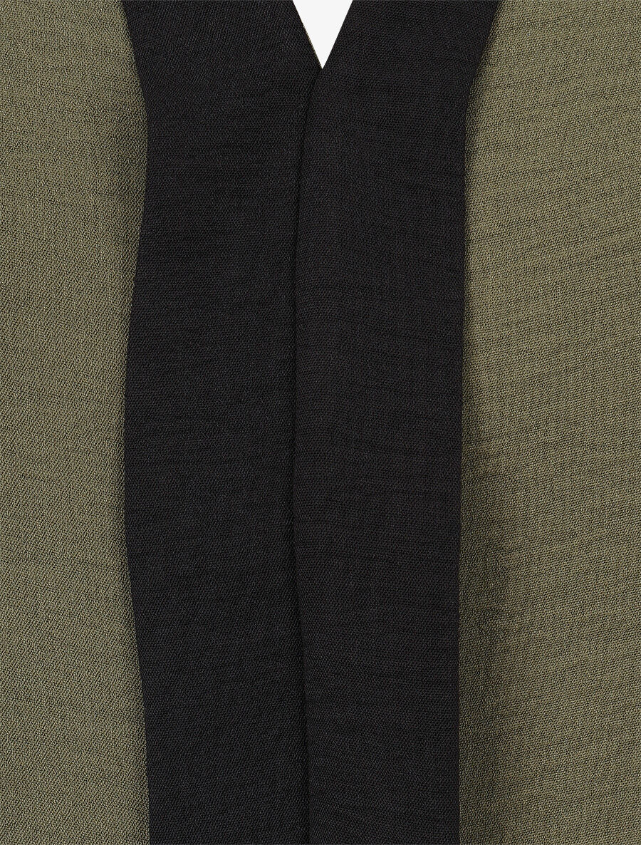 Tweekleurige voile top - Kakigroen - Image 3