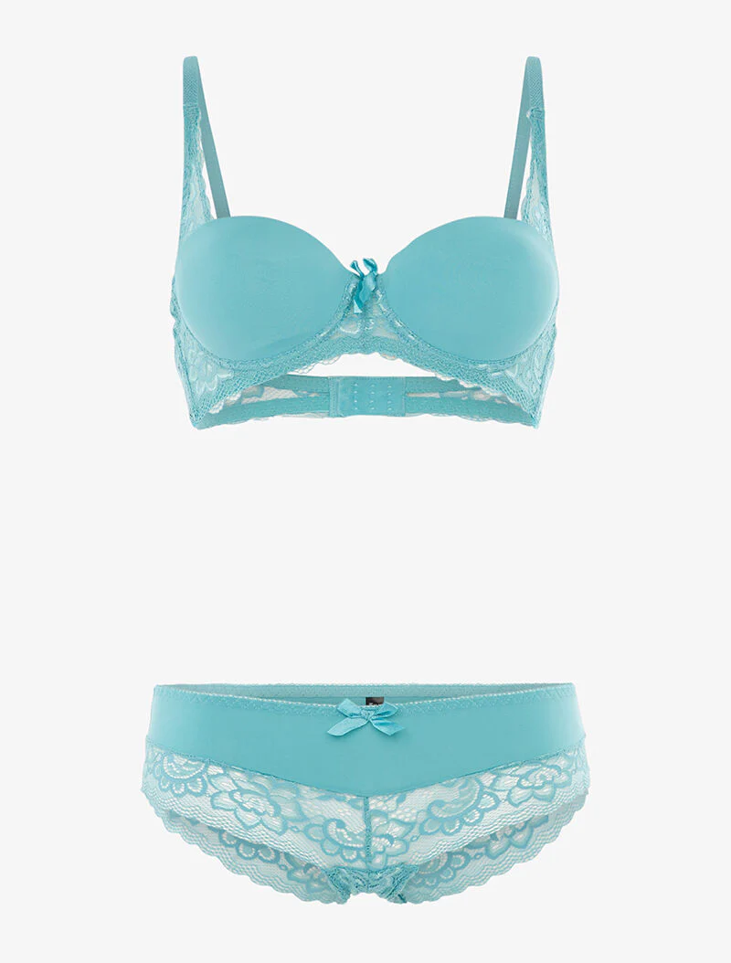 In elkaar passend tweedelig ensemble - turquoise