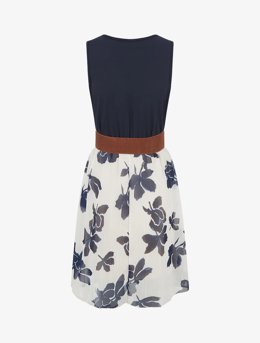 Uitlopende jurk met bloemenprint - Marine - Image 2
