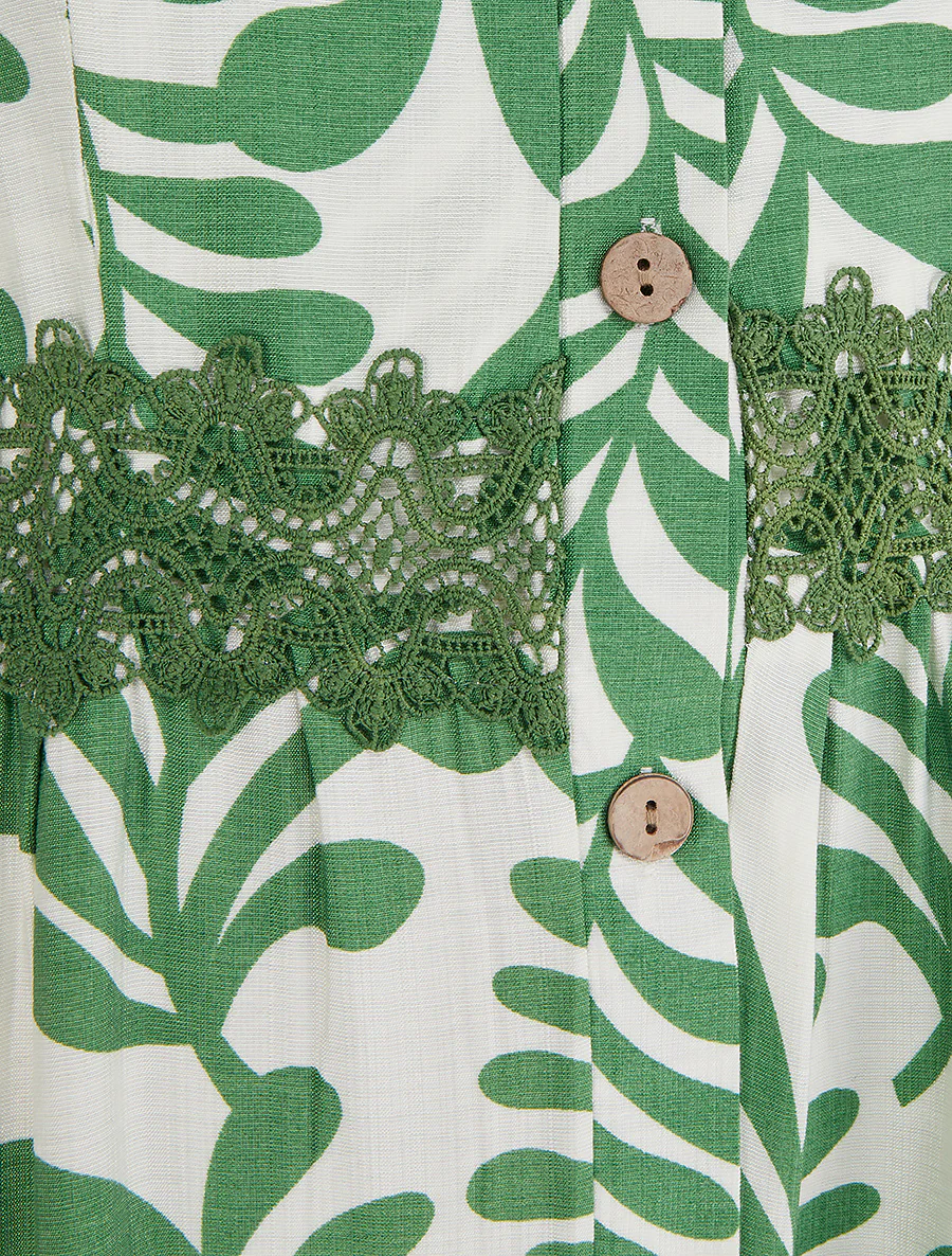 Uitlopende jurk met fantasieprint - Groen - Image 3
