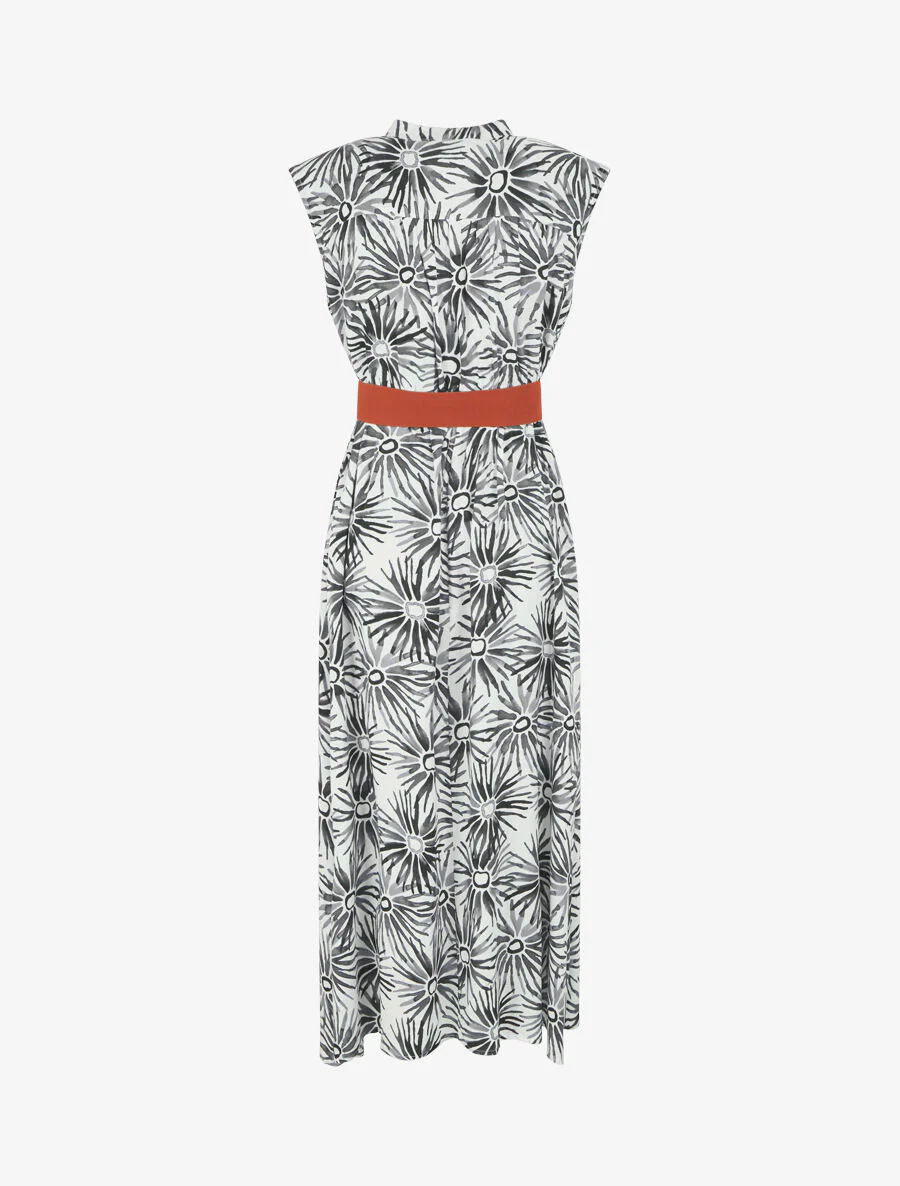 Uitlopende jurk met knopen en bloemenprint - zwart - Image 2