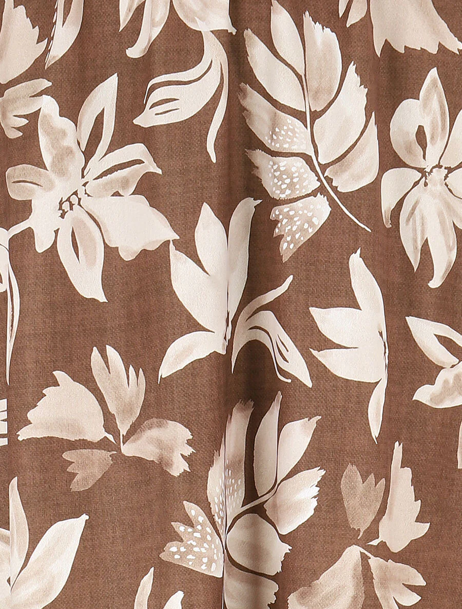 Uitlopende rok met bloemenprint - Bruin - Image 3