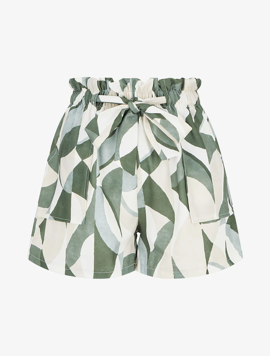 Uitlopende rok met grafische print - Kaki