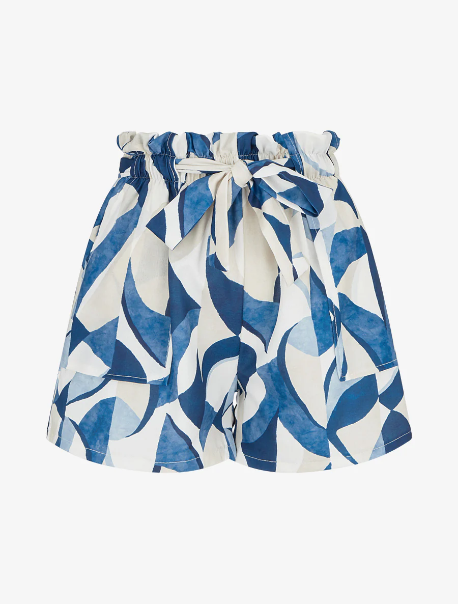 Uitlopende rok met grafische print - Marine