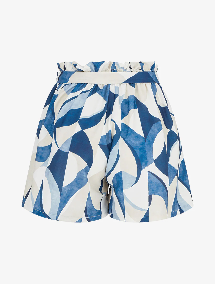 Uitlopende rok met grafische print - Marine - Image 2