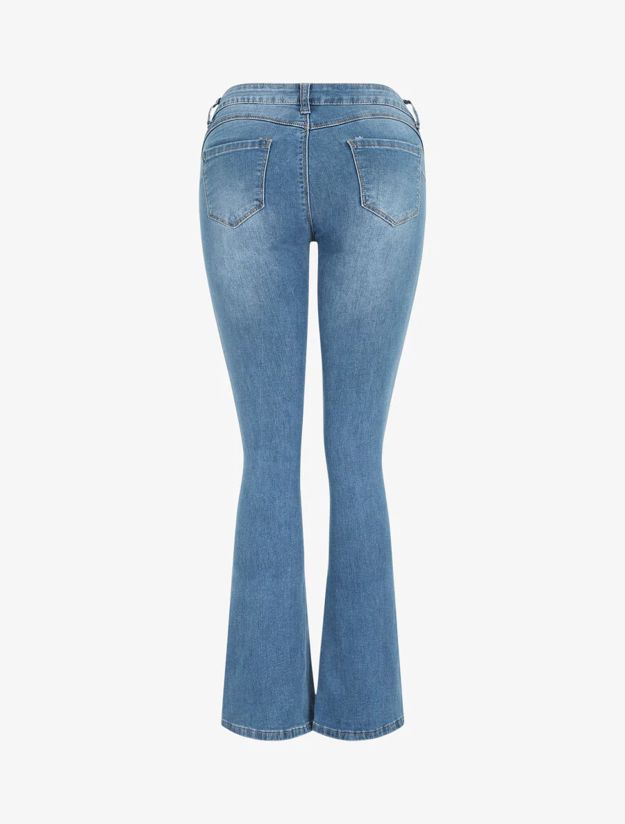 Uitlopende. verwassen push-up jeans - blauw - Image 2