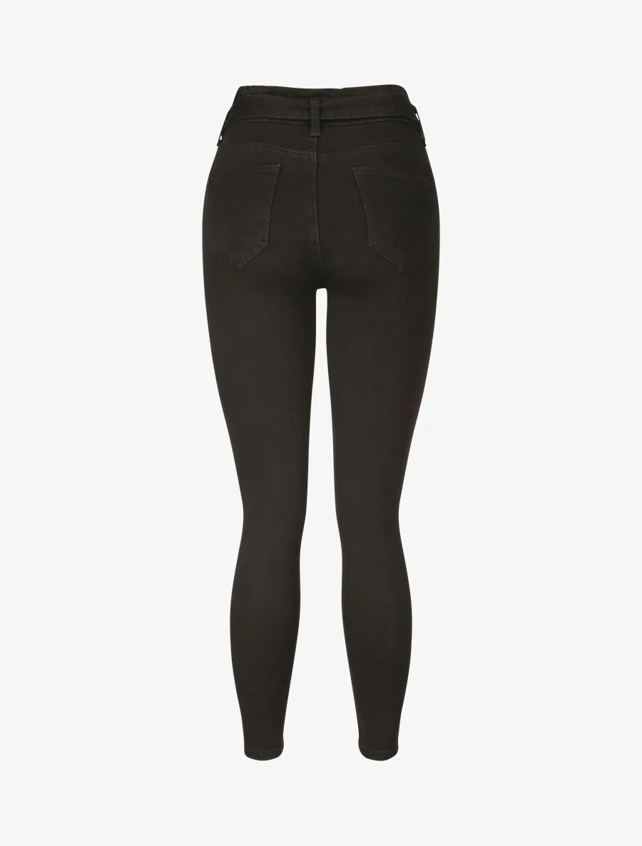Jean ultra skinny met strikceintuur - Zwart - Image 2