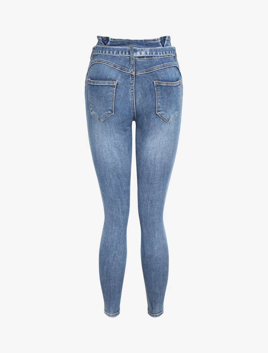 Ultra skinny jeans met volant taille - Blauw - Image 2