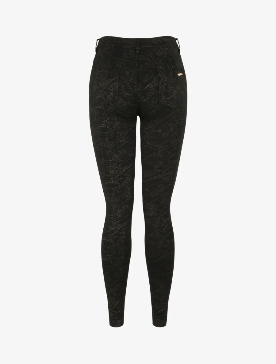 Ultra strakke broek met gouden schubbenprint - Zwart - Image 2