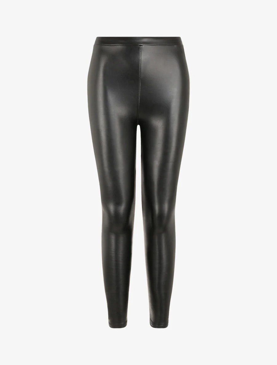Ultradunne legging van imitatieleer - Zwart