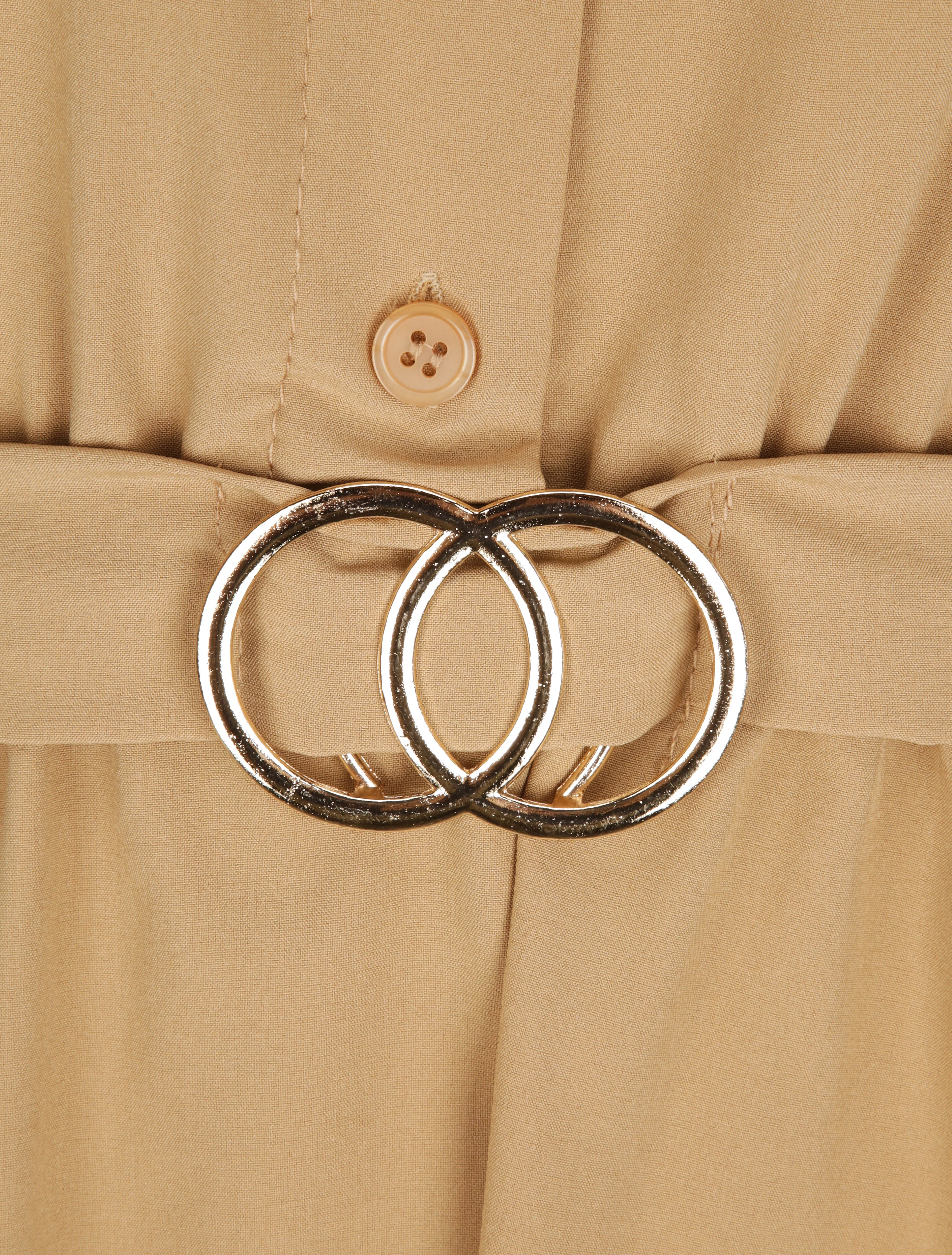 Effen skater tuniek met gouden gesp - Camel - Image 3