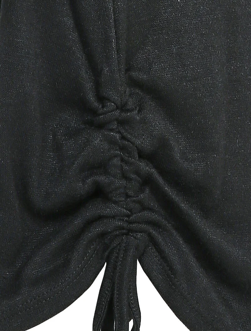 Effen tuniek met trekkoorden - Zwart - Image 3