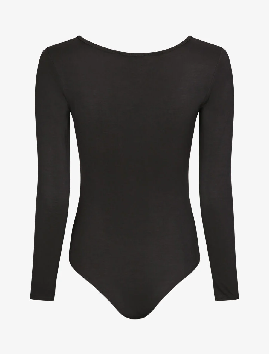 V-hals body met ring detail - Zwart - Image 2