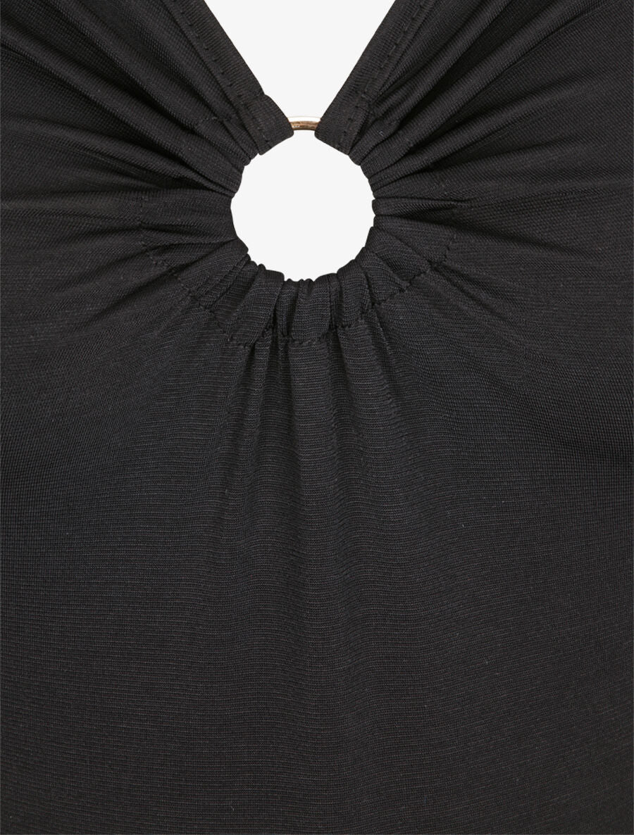 V-hals body met ring detail - Zwart - Image 3