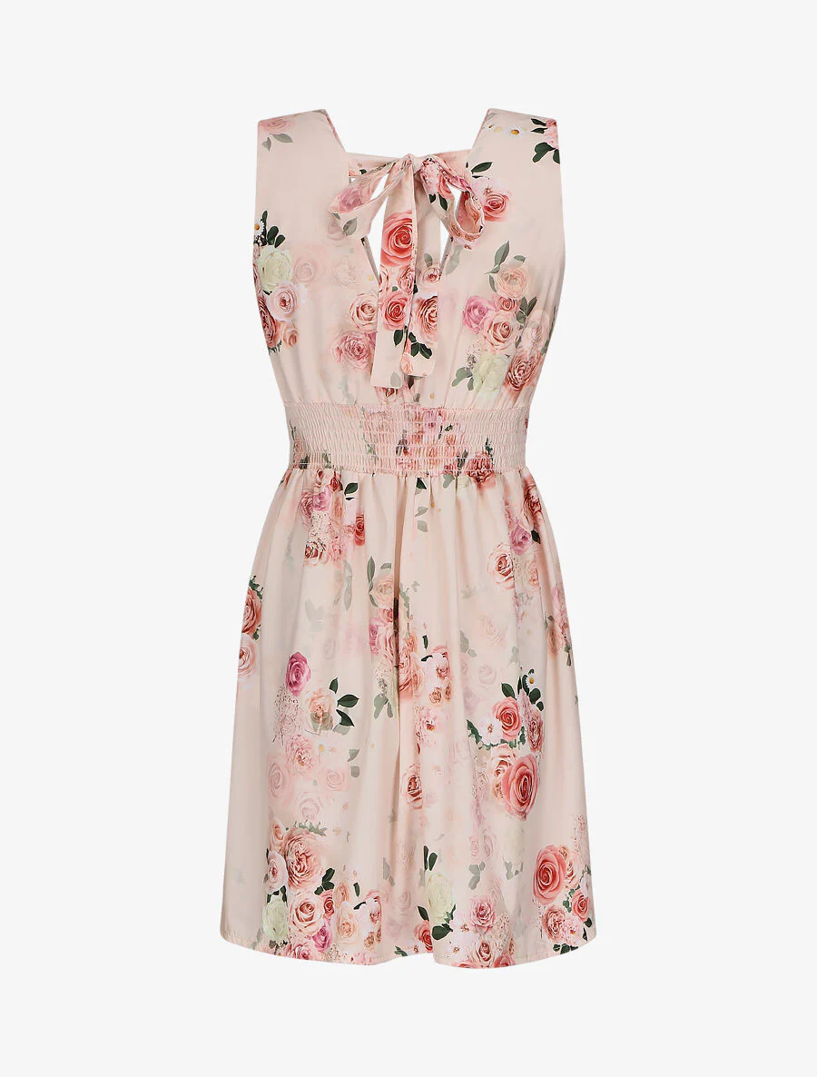 V-hals jurk met bloemenprint - Beige roze - Image 2