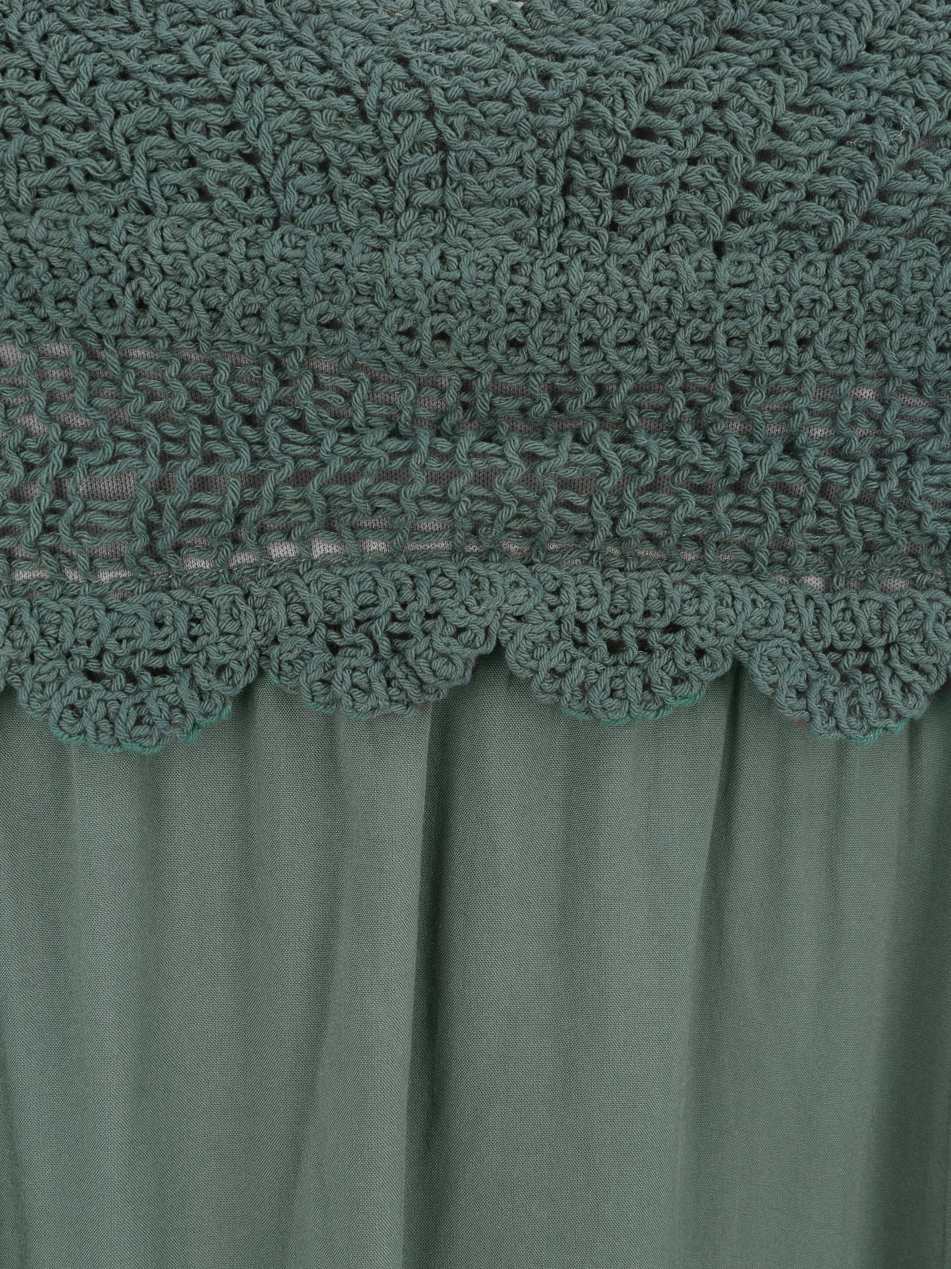 V-hals jurk met haakdetail - Khaki - Image 3