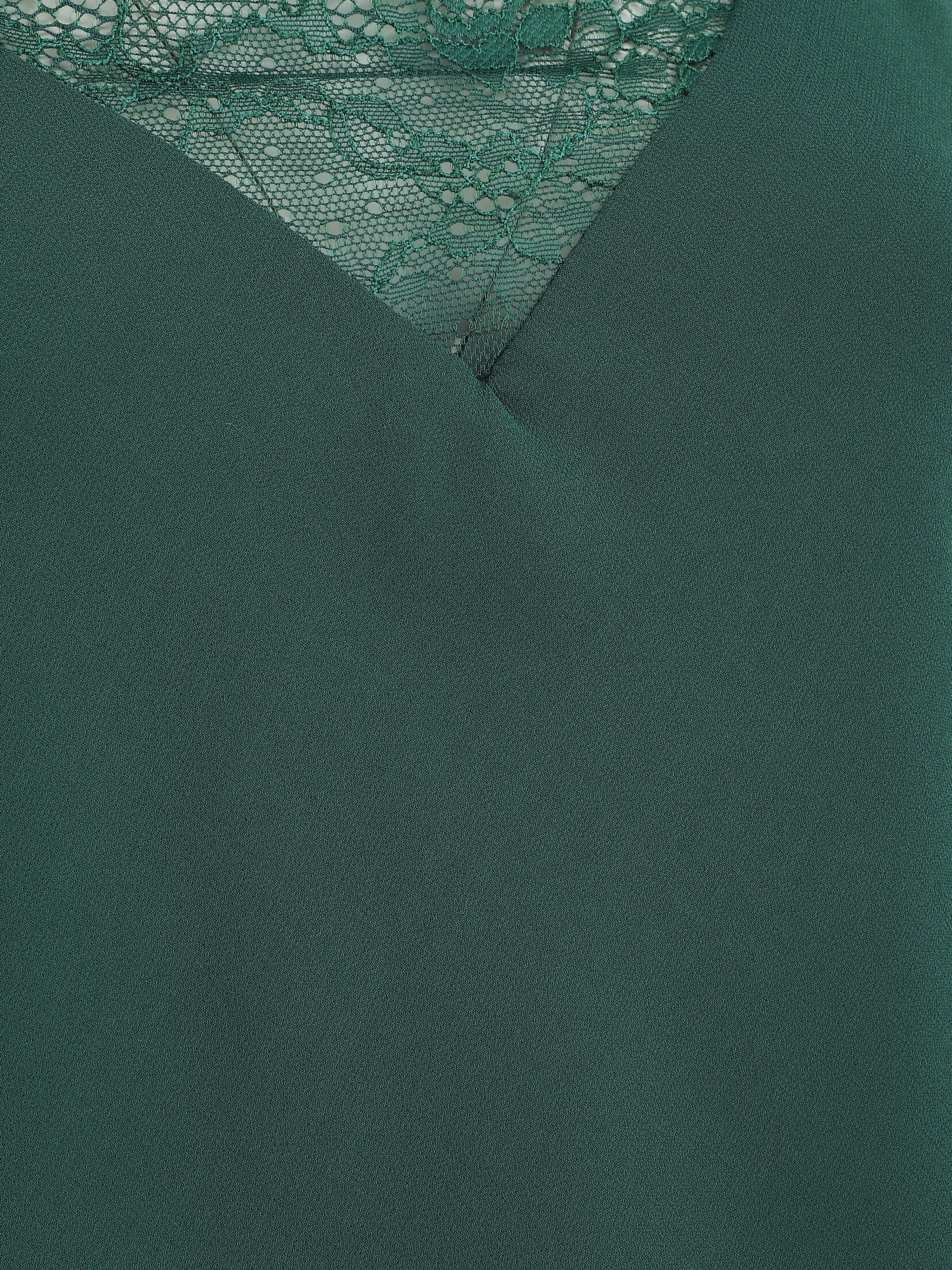 V-hals kanten jurk - Dennengroen - Image 3