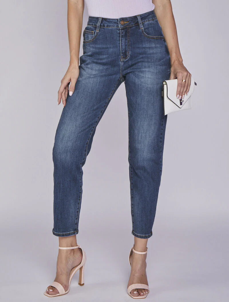 Verbleekte Jean boyfriend - Blauw denim