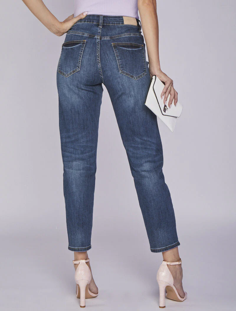 Verbleekte Jean boyfriend - Blauw denim - Image 2