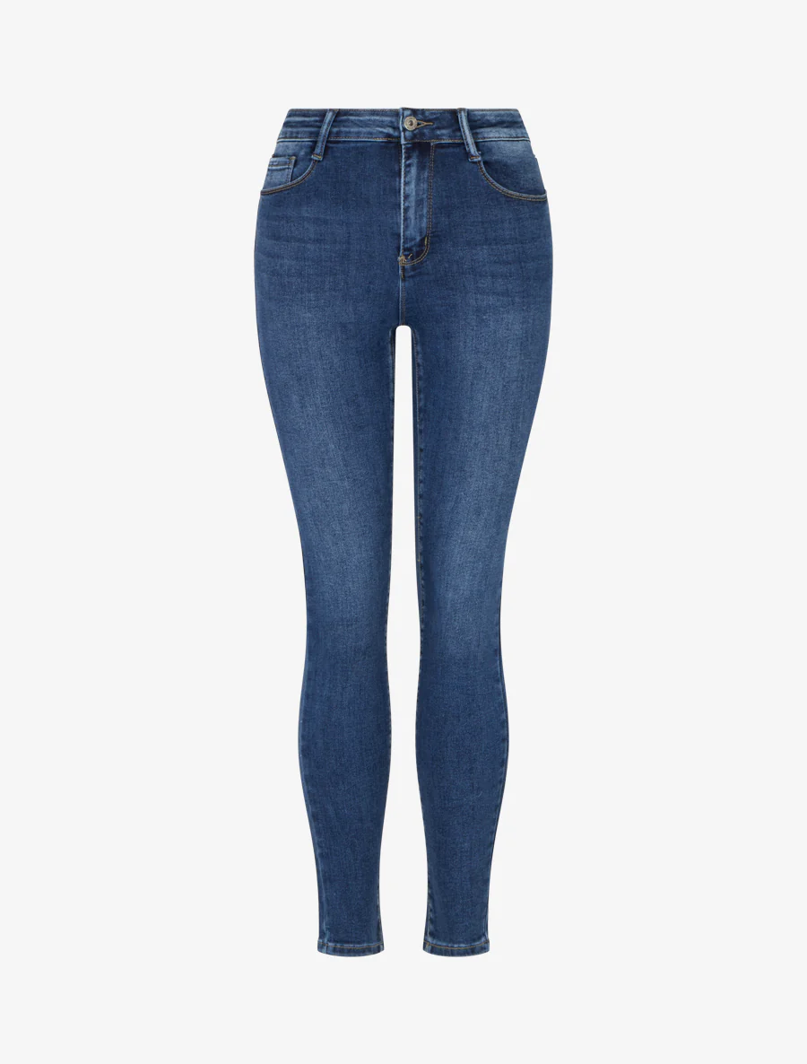 Verbleekte push-up skinny jeans - Blauw