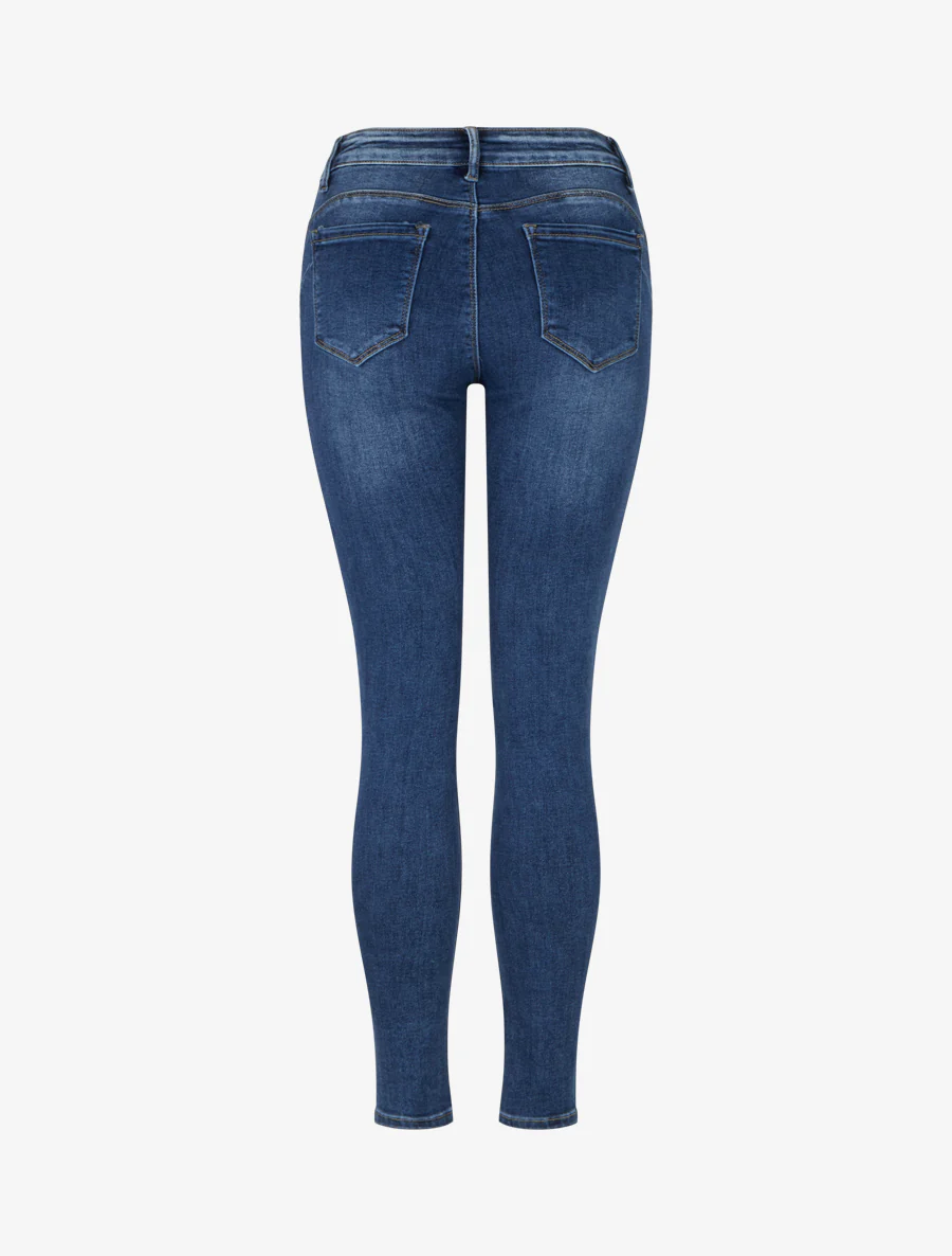 Verbleekte push-up skinny jeans - Blauw - Image 2