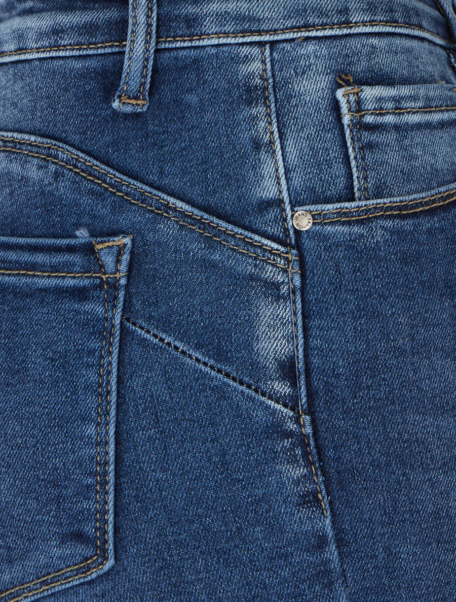 Verbleekte push-up skinny jeans - Blauw - Image 3