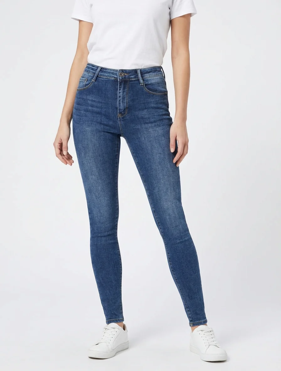 Verbleekte push-up skinny jeans - Blauw - Image 4