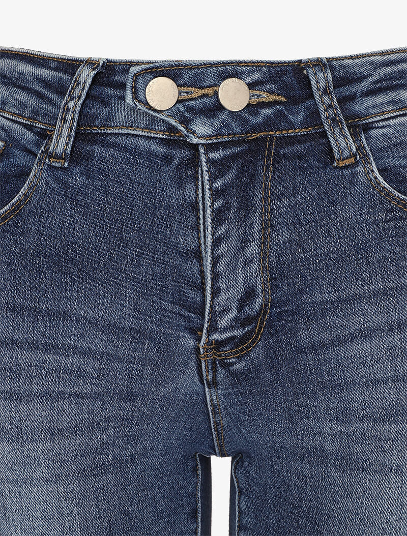 Versleten skinny jeans met 2 knopen - Lichtblauw - Image 3