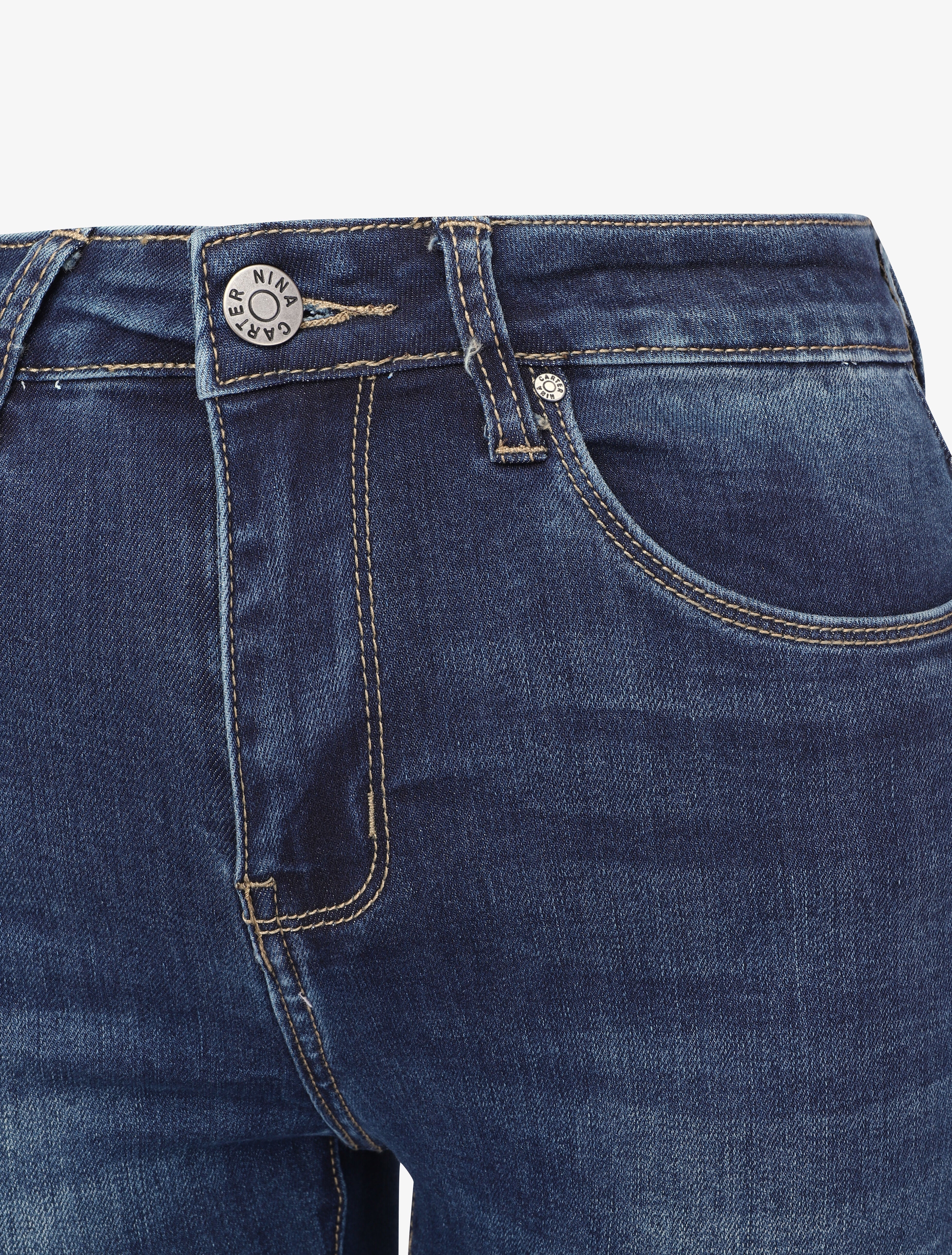 Versleten skinny jeans met omgeslagen zoom - Blauw denim - Image 3